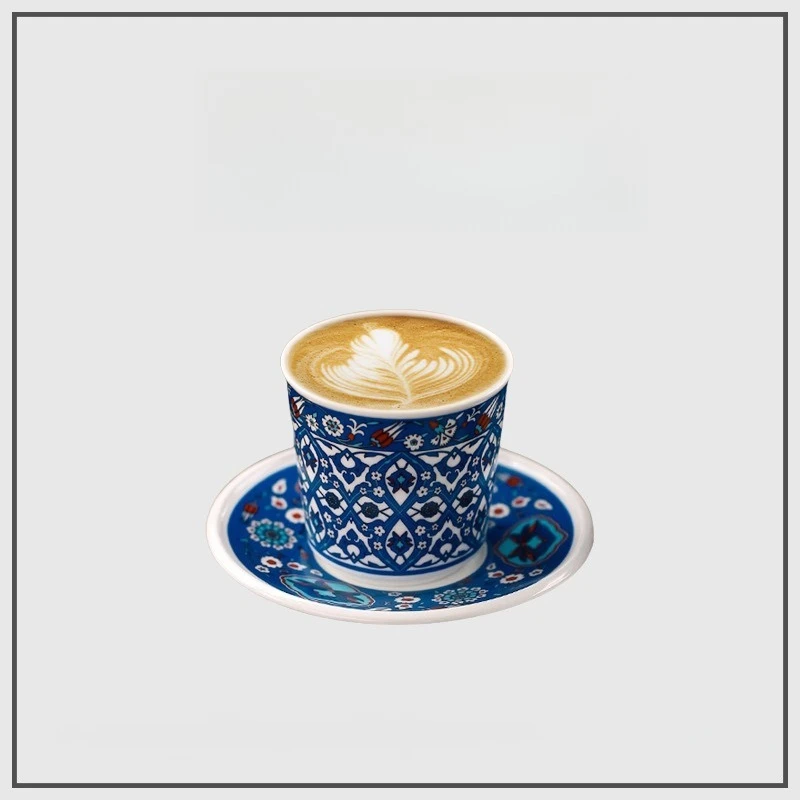 

Turkish Style Ceramic Coffee Mug Set High Quality Porcelain Cup with Saucer for Latte Cappuccino
