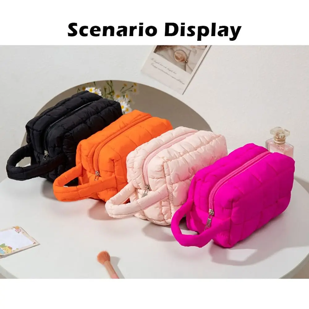 Trendy Handheld Makeup Bag Solid Color Multi-functional Toiletry Bag Large Capacity Cosmetic Bag Home Travel