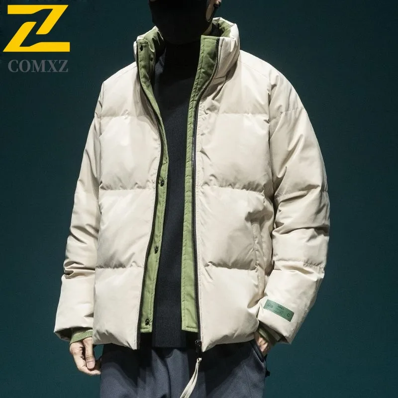 

COMXZ Men Winter Jacket 2025 Warm Comfortable Travel Snow Stand Collar Windproof Street Padded Jacket Classic Ski Puffer Jacket