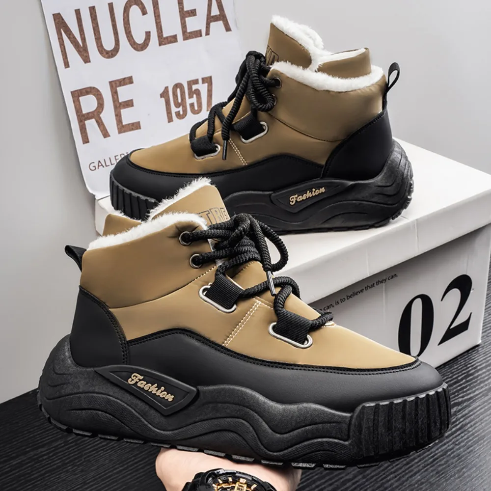 

New Men Winter Snow Boots Thickened Waterproof Windproof Warm Boots Thick-soled High-top Cold-resistant Piled Non Slip Mens Boot