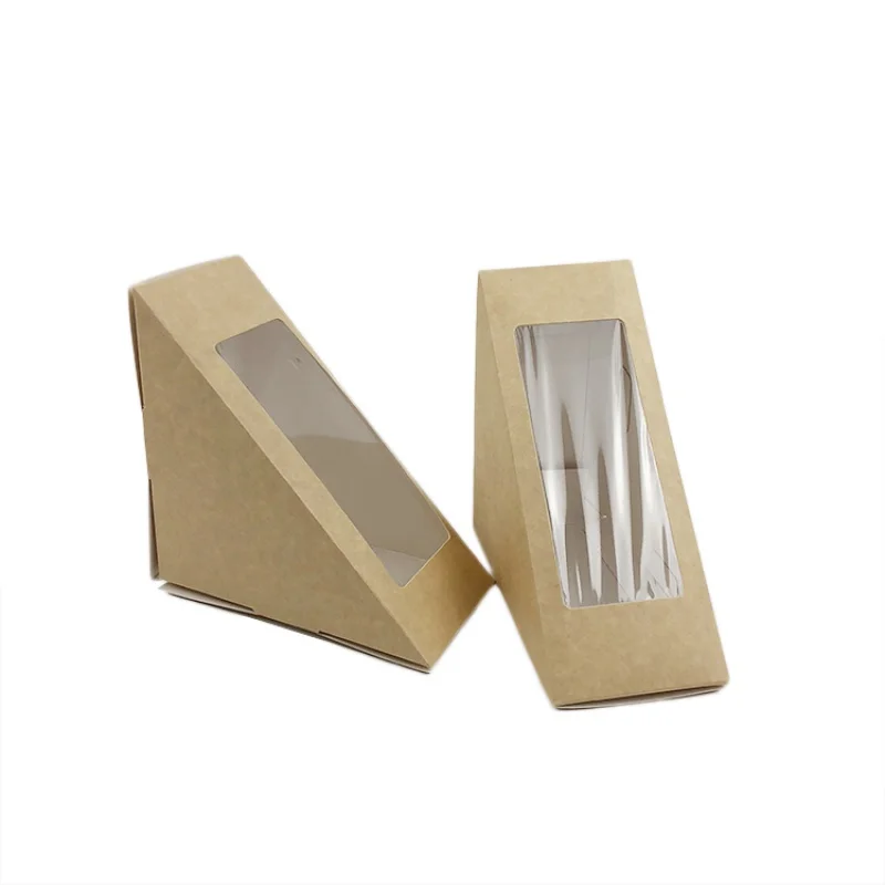 Caixa De Embalagem De Sanduíche, Biodegradável, Kraft Sandwich Packaging Box, Descartável, Pacotes Sandsandsandwich, Natural ou Brown, Produto Personalizado