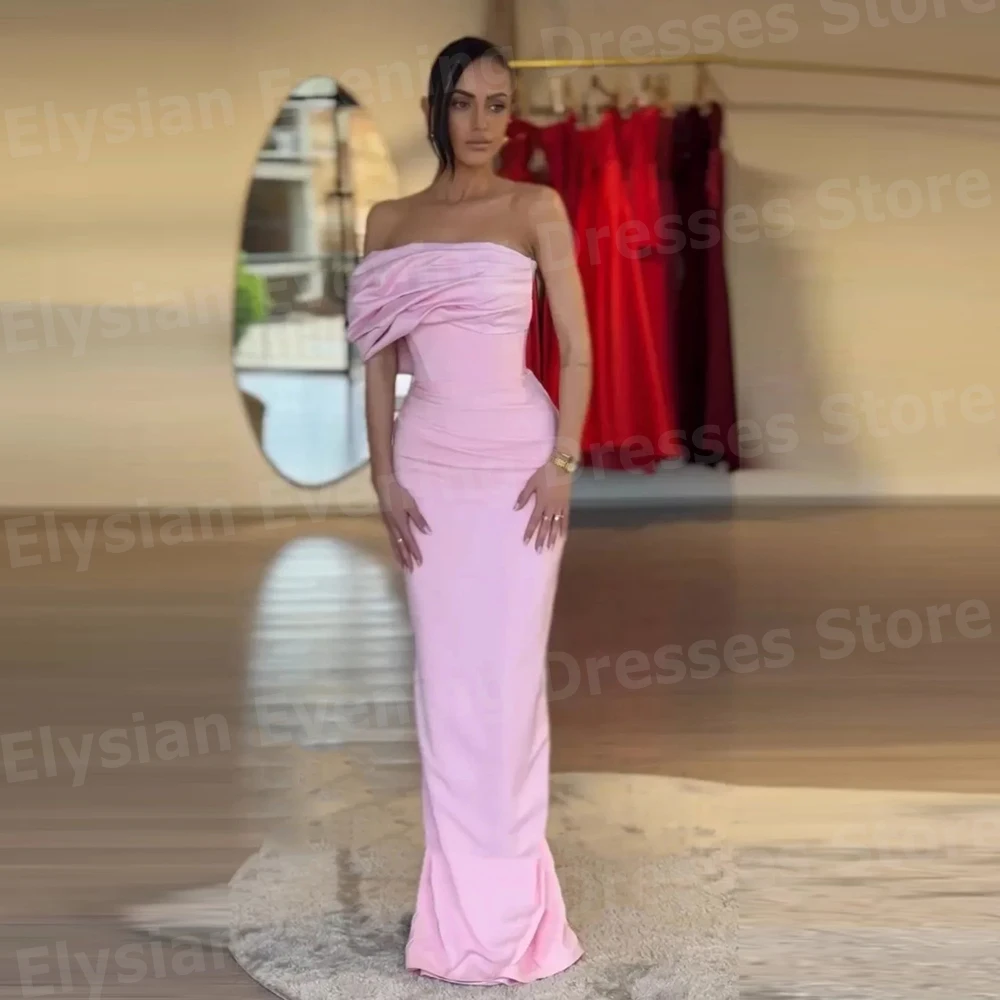 

Simple Women's Mermaid Evening Dresses Sexy One Shoulder Customized Sleeveless Prom Gowns Backless Vestidos Para Mujer Elegantes