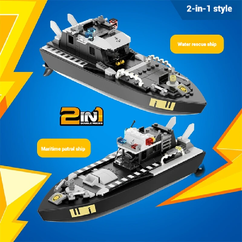 Novedad de verano, barco de bloques de construcción DIY con Control remoto RC, barco de Control remoto con detección de agua recargable, regalos, Juguetes