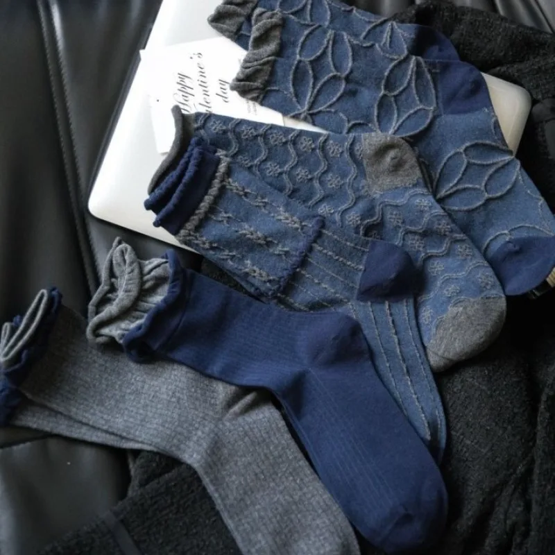 5 Paar Retro-Socken mit Zwischensohle für Damen, klassisch, einfach, bequem, schweißabsorbierend, geruchsdicht, Freizeitsocken