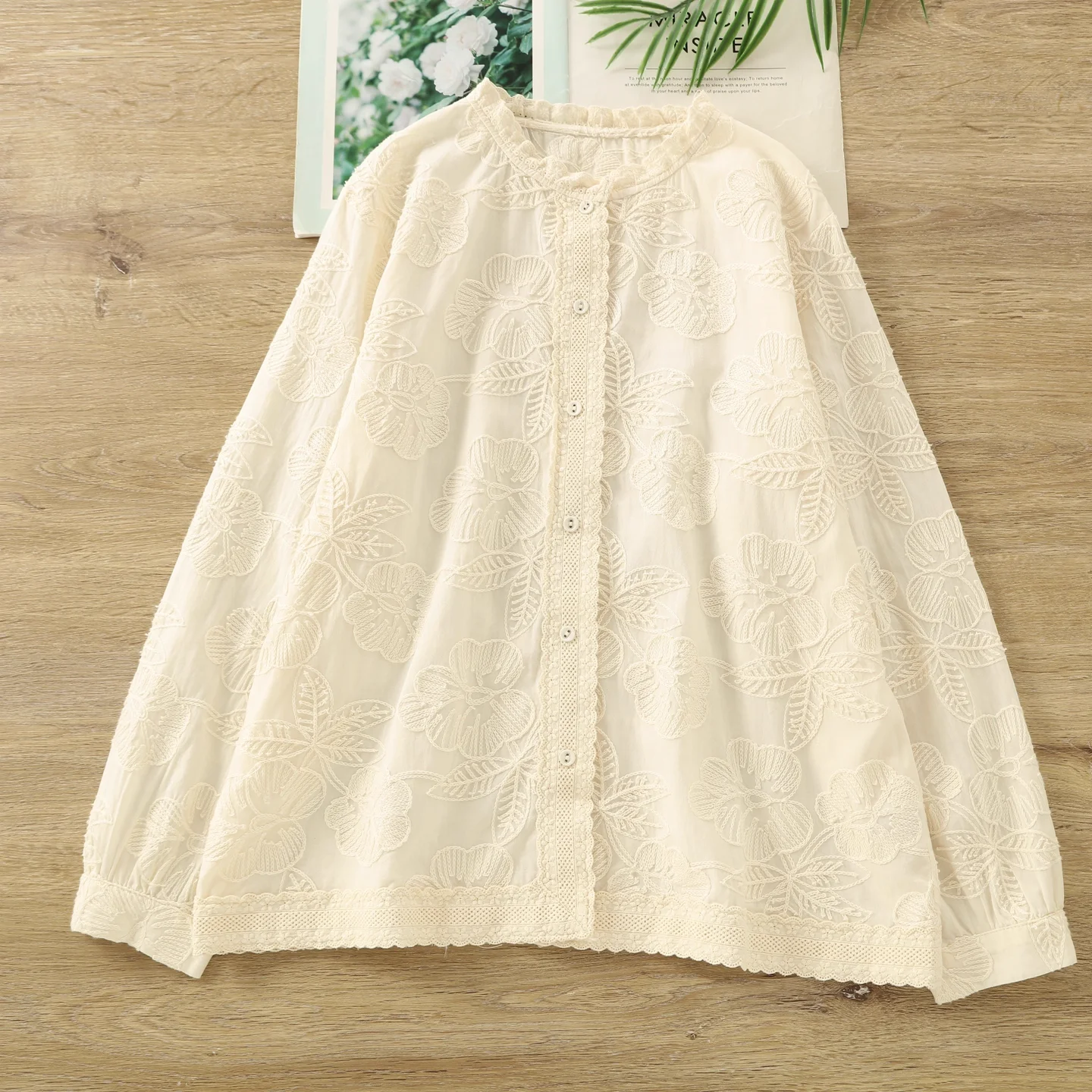 

Luxury brands women's clothing elegant women shirts 100% cotton floral embroider shirts and blouses chic ladies tops
