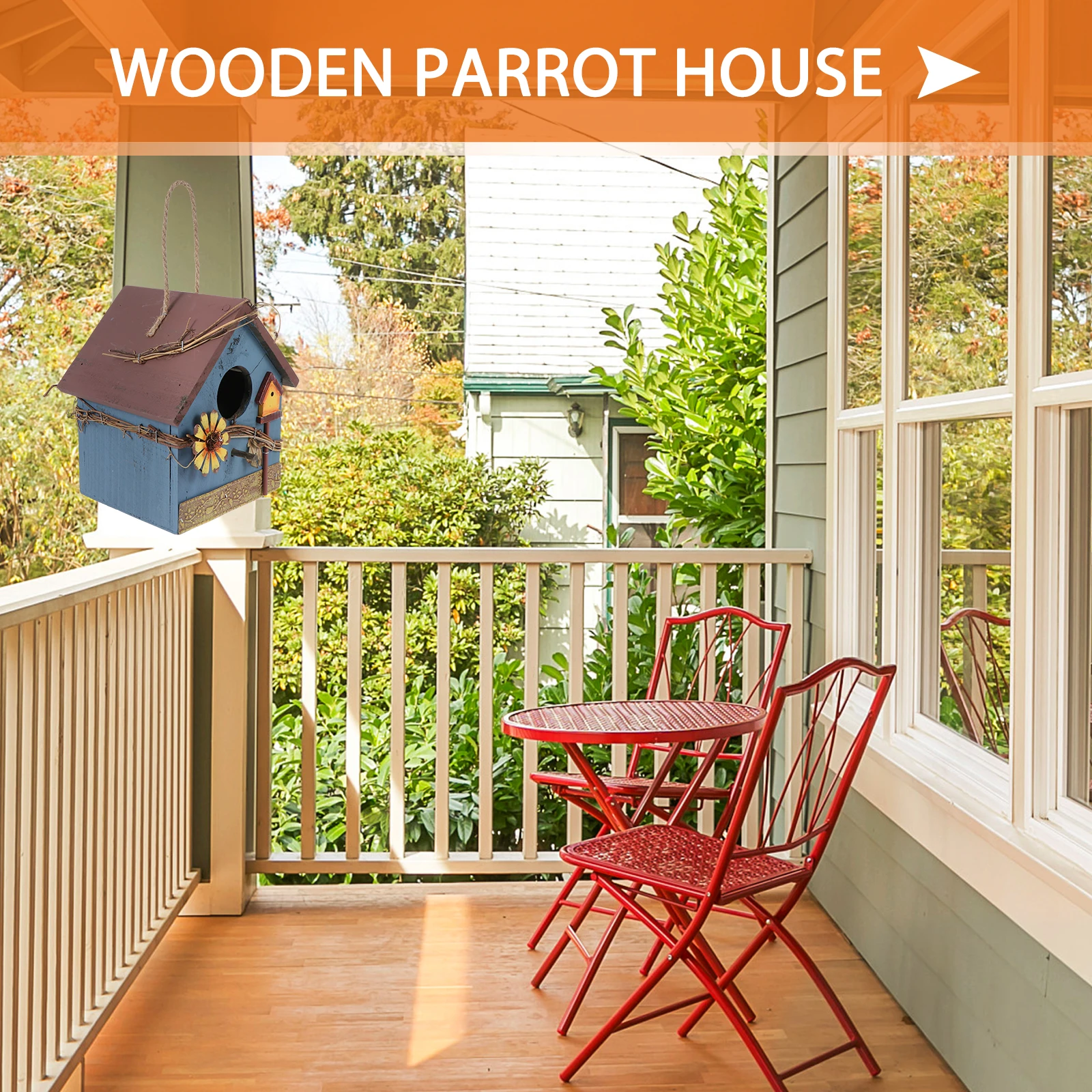 

Wooden Bird's Nest Feeder Ornament Birdhouses Garden Decor for Outdoors Hanging Parrot
