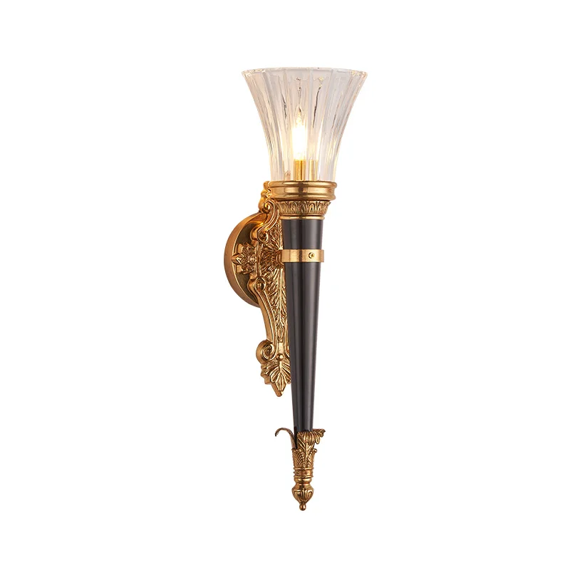 European Royal Villa Deco Brass Wall Lamp Hallway Master Bedroom Indoor Decorative Light French Baroque Classic Luminaire