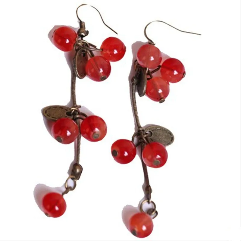 Fashion Jewelry For Women Korean Pop Red Cherry Cute Earring Wholesale Clothing Jewelry