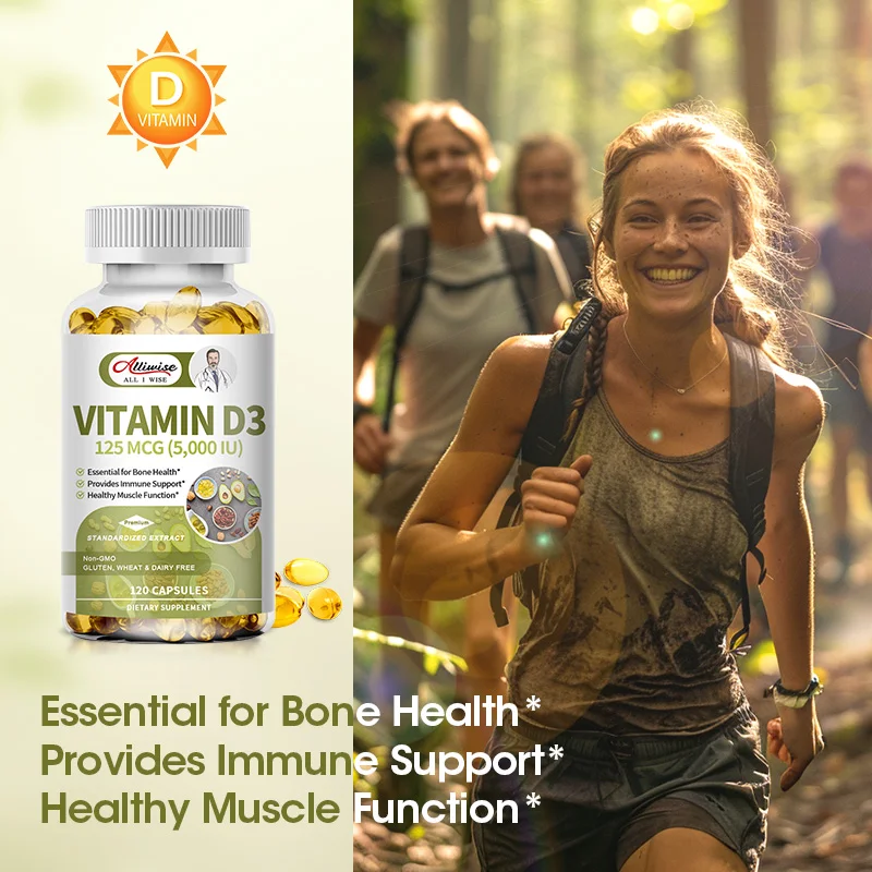 Alliwise Vitamin D Supplement - Immune Support, Healthy Muscle Function & Bone Health, Vitamin D3 Capsules 50,000 IU