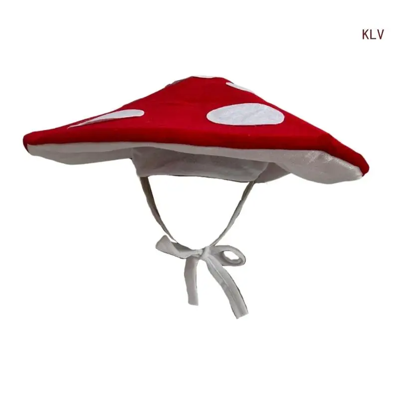 Creative Mushroom Plush Hat Comfortable Heagear hAT Adjustable Headwear for Halloween Costume Dress Up Accessory