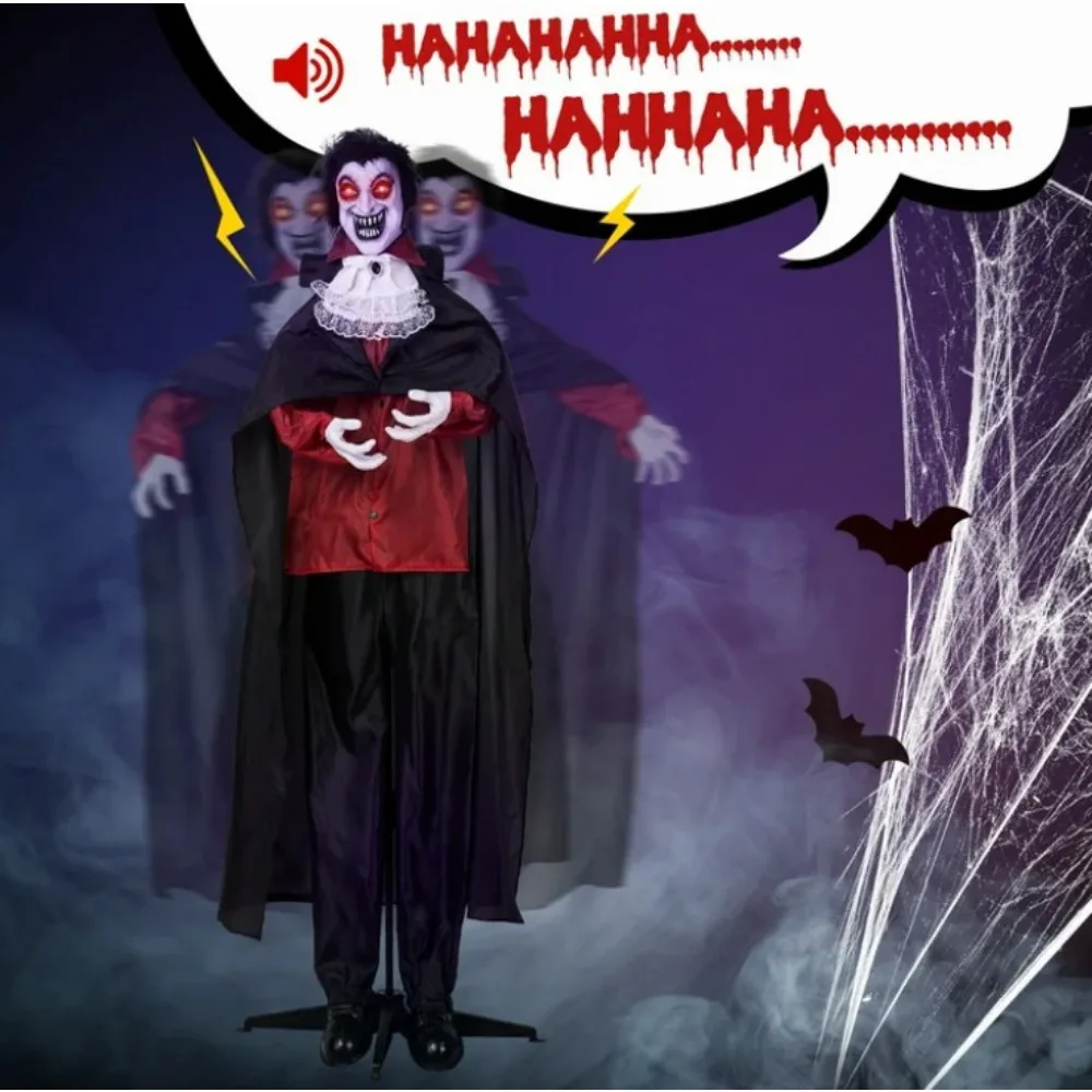 

1 ПАКЕТ Хэллоуин ​ ​ 6-футовый страшный вампир с ручной головой и голосовым управлением, украшение для вечеринки