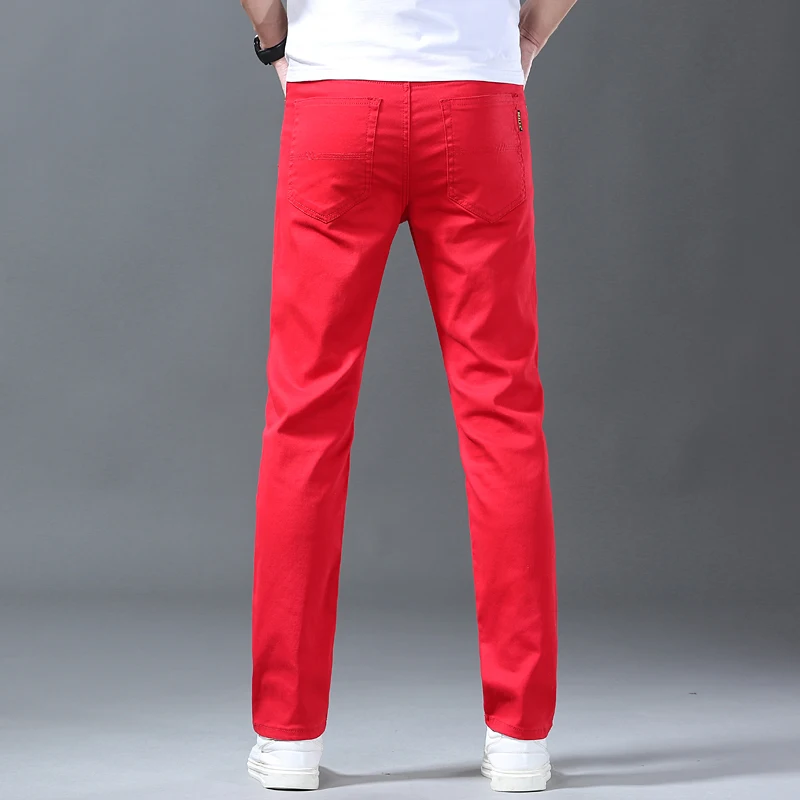 2024 New White Jeans Men\'s Trousers 98% Cotton Mid-waist Slim Pencil Pants Denim Pants Stretchy Fashion Personality Men Clothing