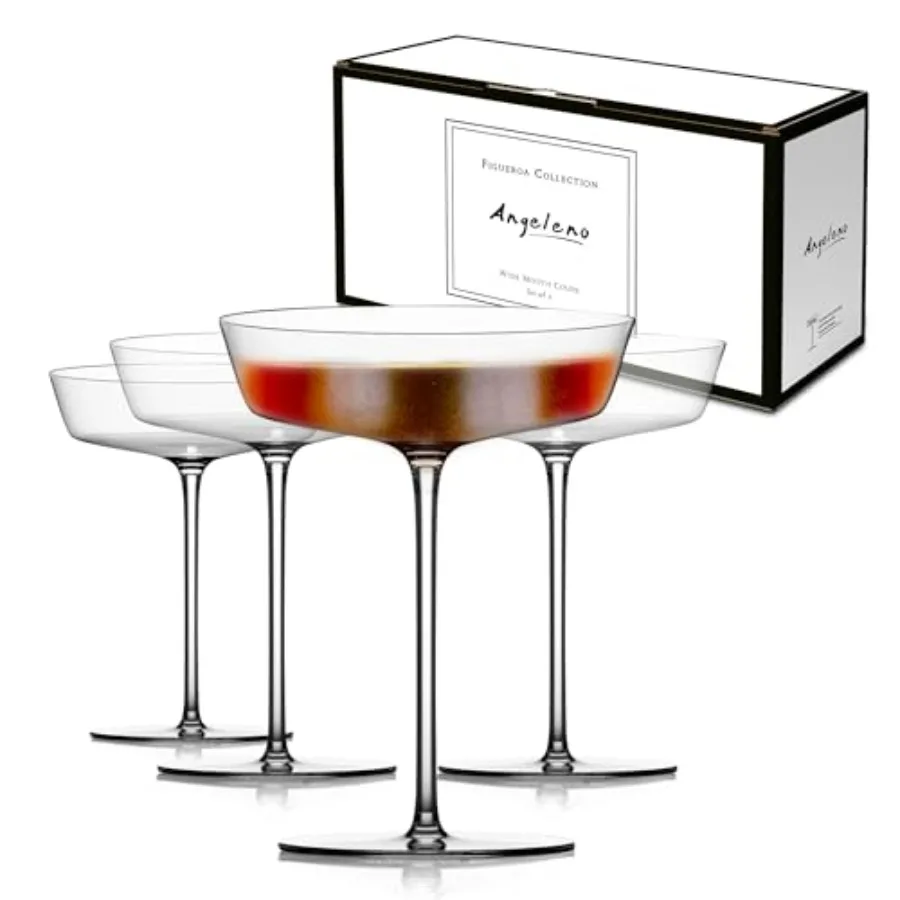 

Figueroa Wide Coupe Glasses, 5.2 oz Vintage Coupe Cocktail Glasses, Stemmed Coupe Glass Cups for Martini Margarita French 75 Sp