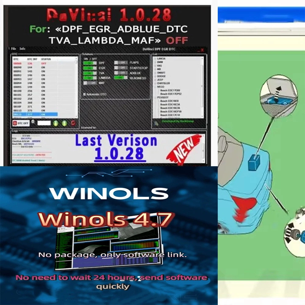 

Da Vinci 1.0.28+Winols 4.7 latest version software repair Fast send; Compatible with a variety of cars