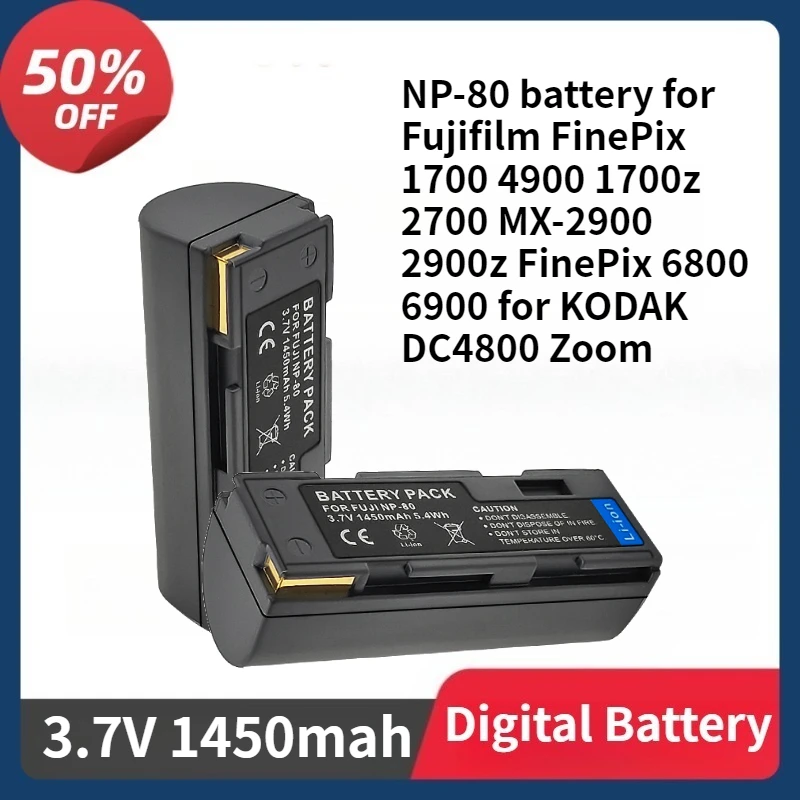 

NP-80 battery for Fujifilm FinePix 1700 4900 1700z 2700 MX-2900 2900z FinePix 6800 6900 for KODAK DC4800 Zoom 1450mAh battery