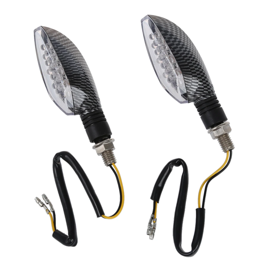 

2pcs 12V Carbon Motorcycle Motorbike LED Turn Signal Indicator Light Yellow Bulb