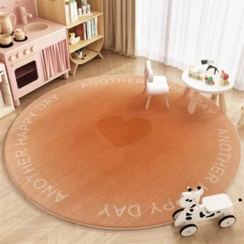 Valentine\'s Day Home Decoration Carpet Gradient Color Round Living Room Carpets Love Pattern Girl Bedroom Rug Plush Soft Rugs IG