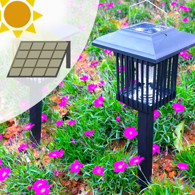 Solar Mosquito Killer Lamp, LED UV, choque elétrico, armadilha de mosquito, impermeável, inseto ao ar livre, Bug Zapper, luz para gramado e jardim,