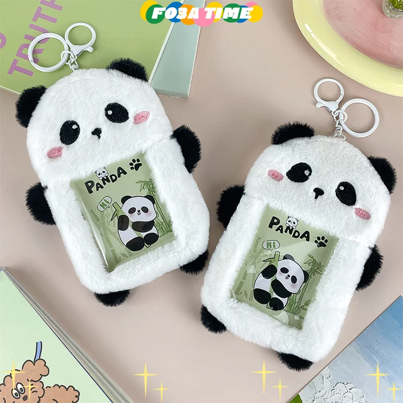 

Kawaii Cartoon Panda Photocard Holder Plush Cute Student Card Holder Kpop Idol Photo Sleeve School Stationery