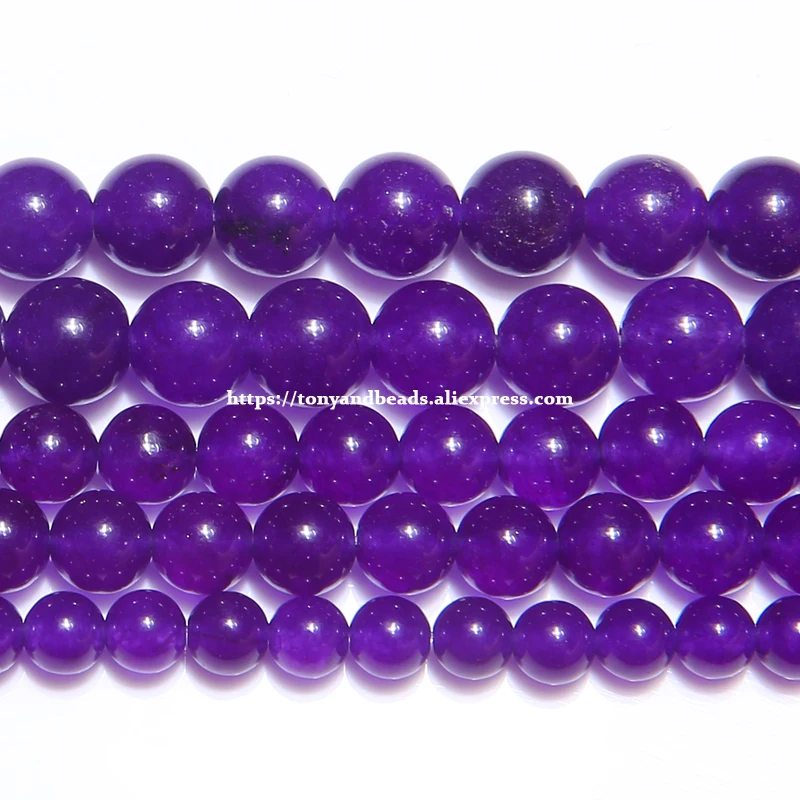 Kamień naturalny Ciemnofioletowy Chalcedon Jadeit Okrągłe Luźne Koraliki 6 8 10 MM Rozmiar Pick