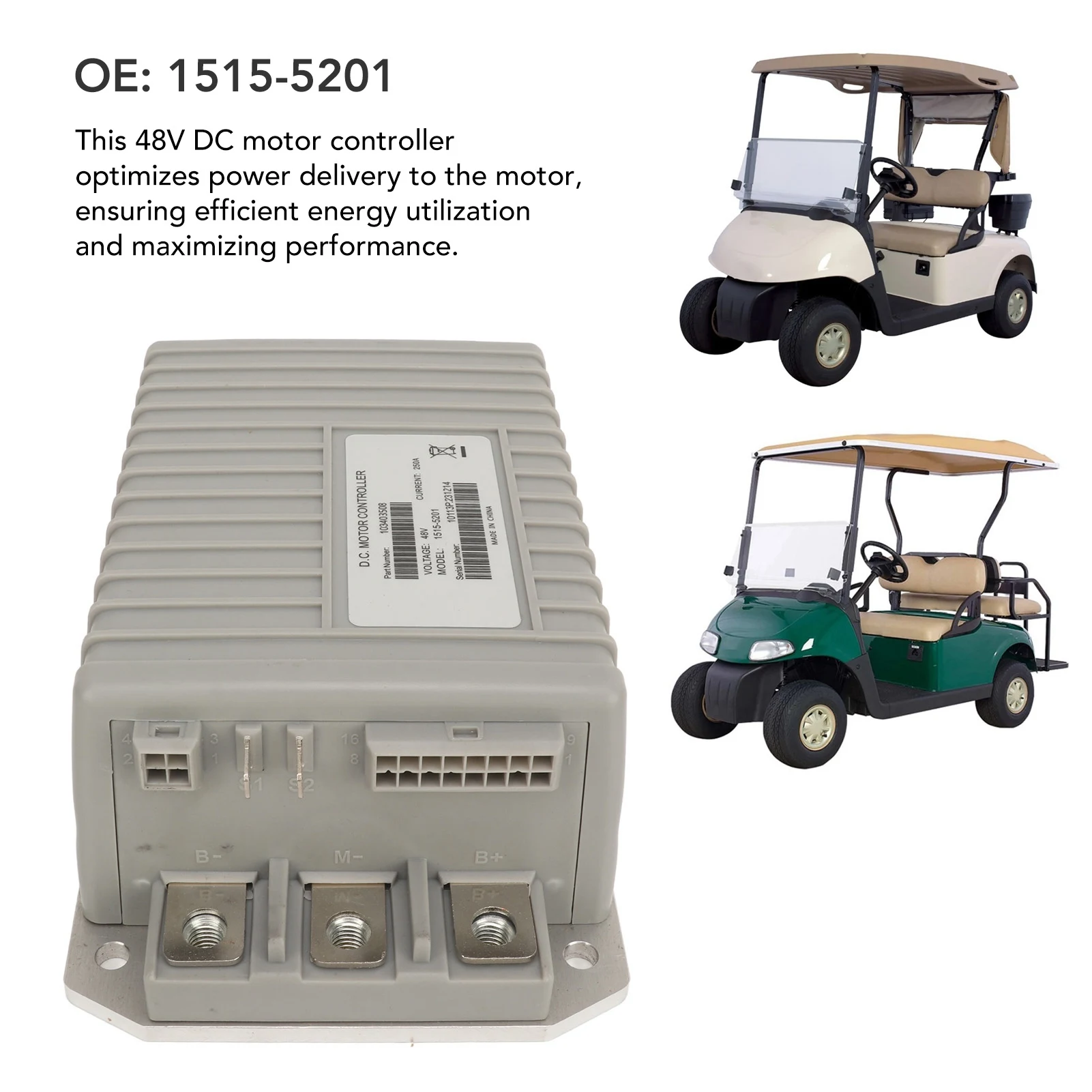 

48V Motor Controller 250A Smooth Operating 1515‑5201 Replacement for Club Car Precedent EXCEL System 250A Motor Controller