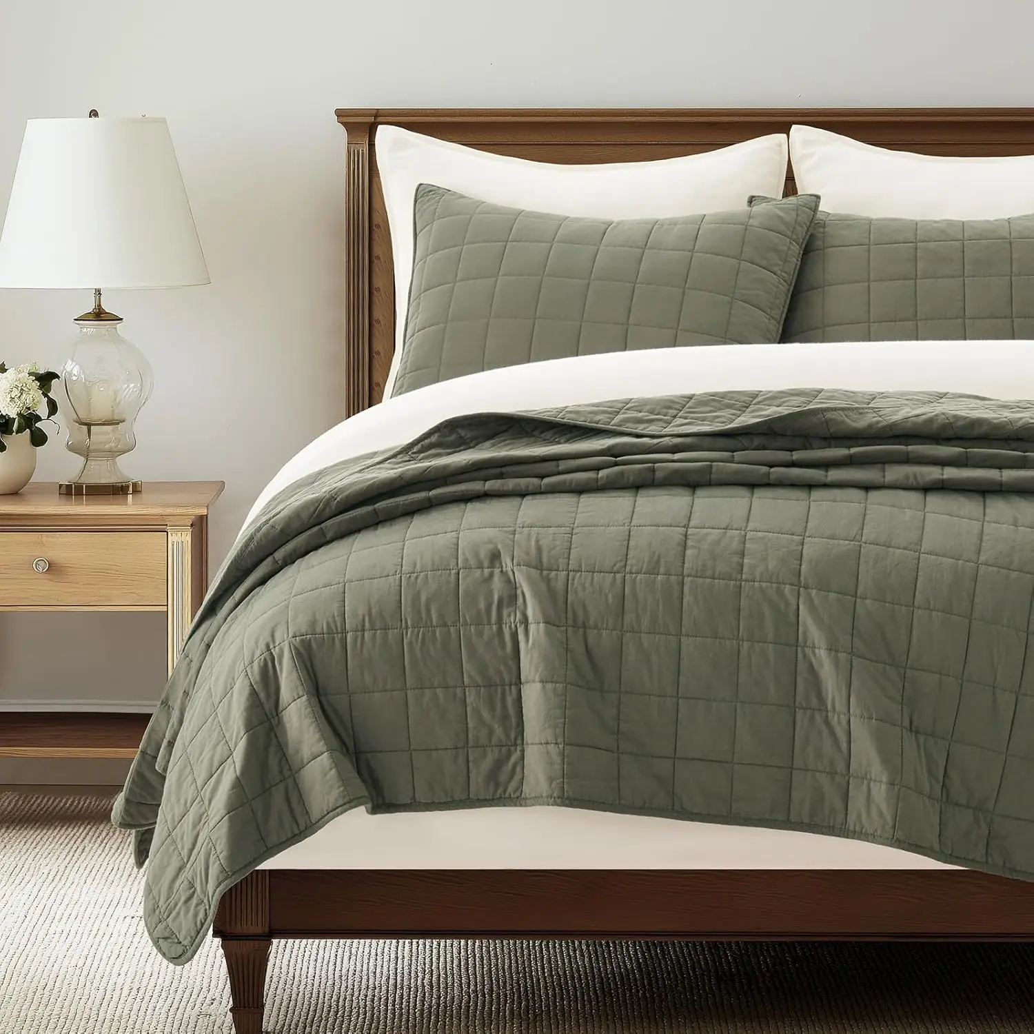 طقم مفروشات لحاف من القطن 100% مقاس كينج 3 قطع، غطاء مريح خفيف الوزن ومغسول للملابس، مبيعات المصنع مباشرة