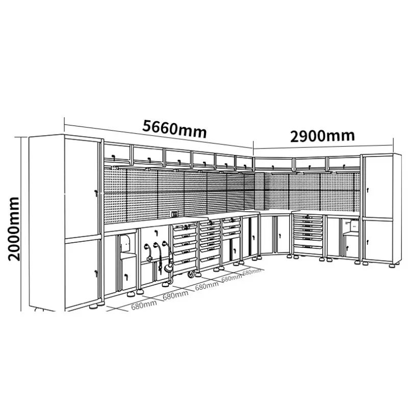 Workshop Workbench Cabinet Garage Workstation Modular Metal Heavy Duty Workbench Tool Cabinet for Storage