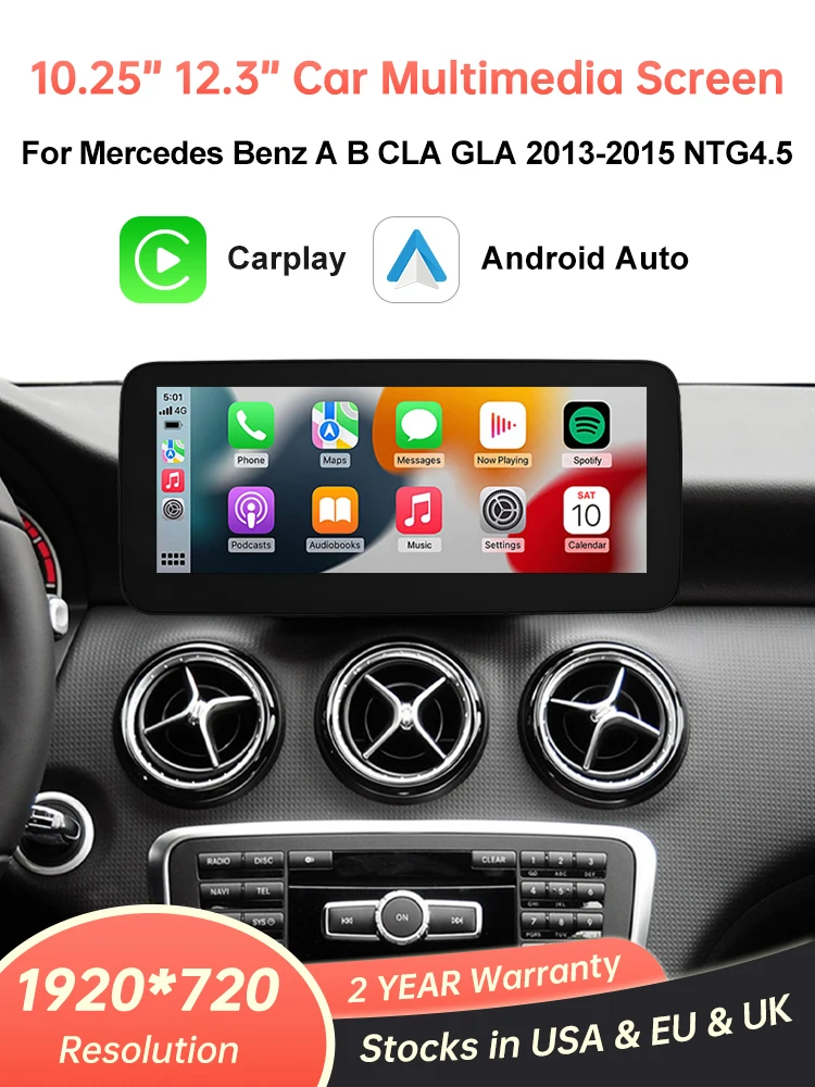 1920*720 Touchscreen Auto Multimedia Display Voor Benz A B CLA GLA W176 W463 W246 2013-2015 NTG4.5 Draadloze Carplay Android Auto - afbeelding 2