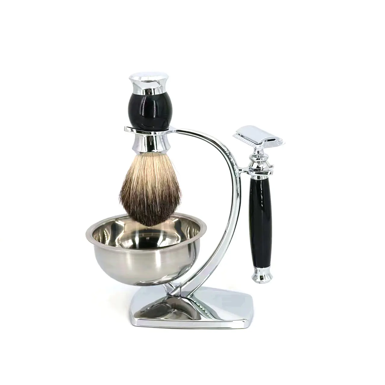 

Shaving Set, Shaving Stand, Soap Bowl, Double Edge Safety Razor，and 70% Badger Hair 30% Wool Brush - Perfect Gift for Men