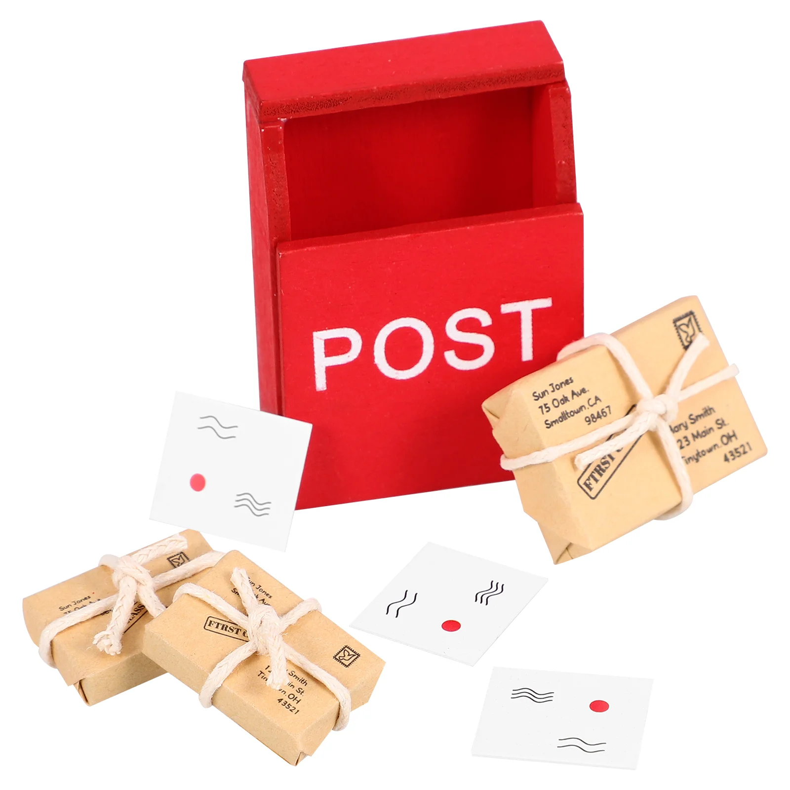 

1 Set House Miniature Letter Box Ornaments Miniature Mail Sack Postcards house decoration mini mailbox model