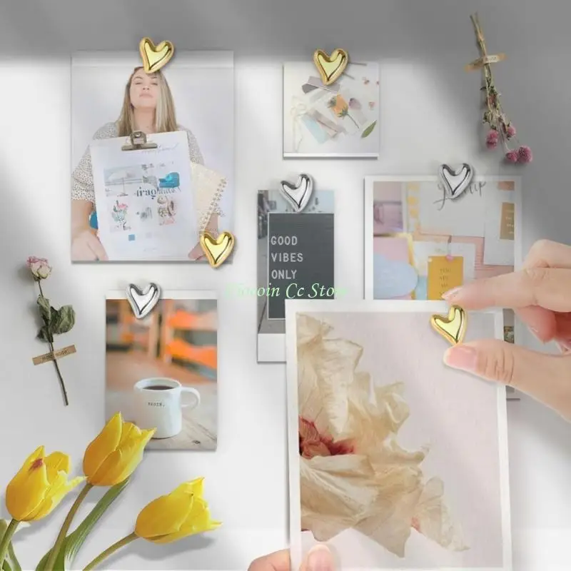 X90F مسامير دفع القلب الزخرفية جدار تصاعد المشابك البلاستيكية تحجب مركز الصلب صورة حوافر معلقة للصور #1