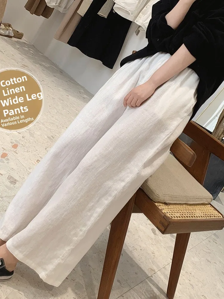 

Slim Fit Qui Dry Лляные широкие брюки с высокой талией из хлопка и льна, повседневные женские брюки из тонкого материала премиум-класса Faion Commute Sle