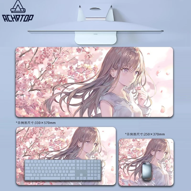 Sakura Girl Gaming Mouse Pad Anime Large Keyboard Pad Keyboard and Mouse Pad Desk Mat Topographic Mouse Pad for Office home