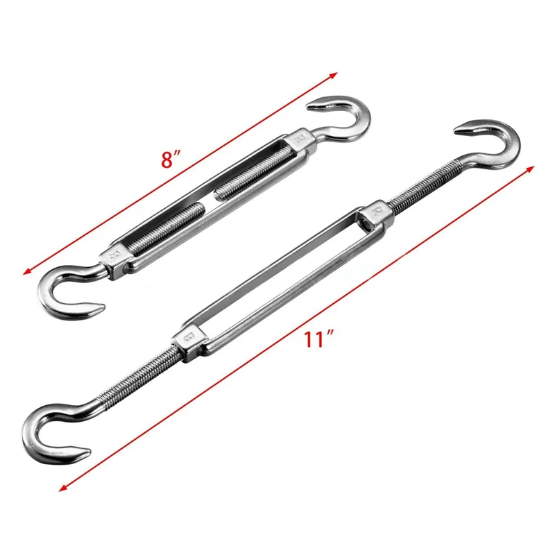 Accessori di ricambio HW per vele parasole Set di reti per parasole con gancio a molla Kit di montaggio per riparo in acciaio inossidabile