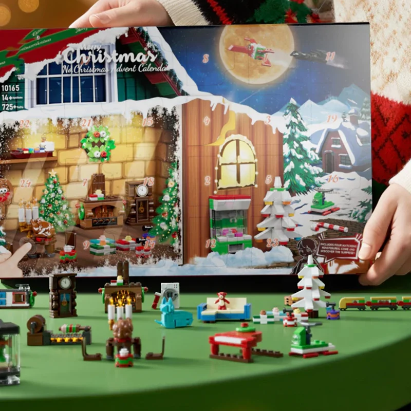 725PCS Kerst Adventskalender Blind Box Gebouwen Blokken Sets Model Bricks Sets Thuis Ornament Creatief Speelgoed Volwassen Kinderen Geschenken