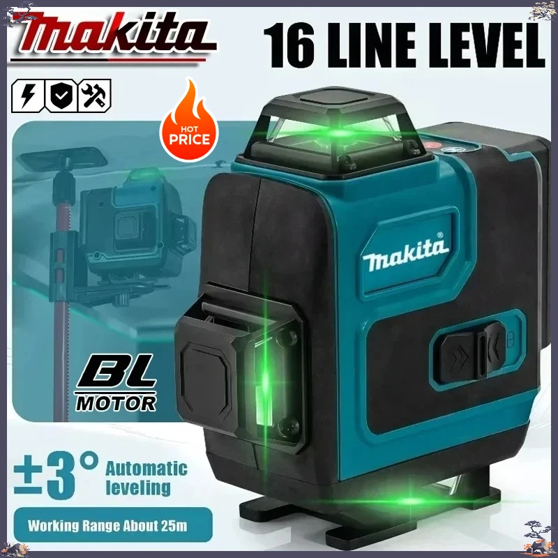 

Makita 16-Line High-Precision Level Green Light Laser High-Precision Wall-Mounted Portable self-leveling Laser Level Power Tool
