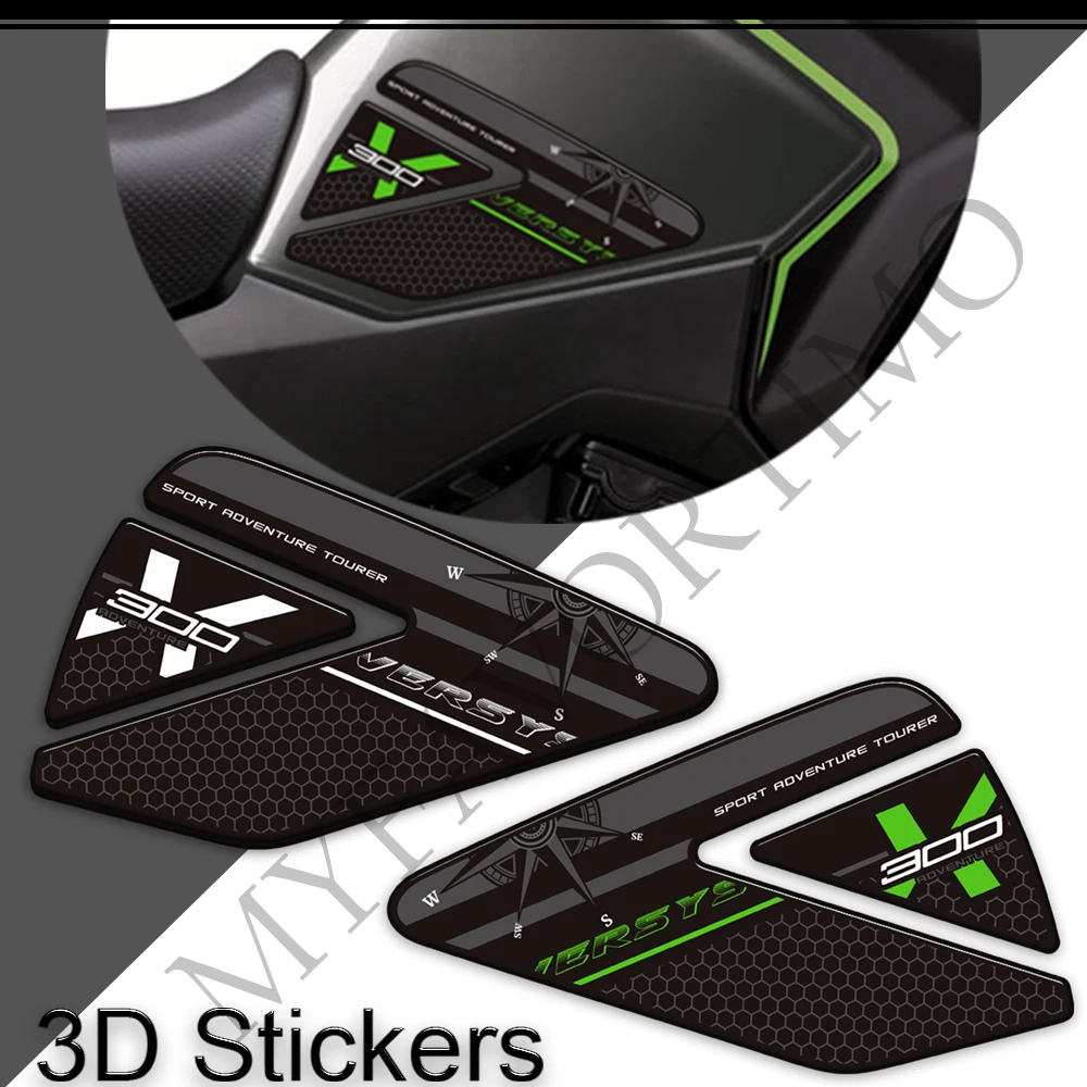 For Kawasaki Versys  X300 Versys-X Tank Pad Grips Gas Fuel Oil Kit Knee Stickers Decals Trunk Luggage Cases Protector