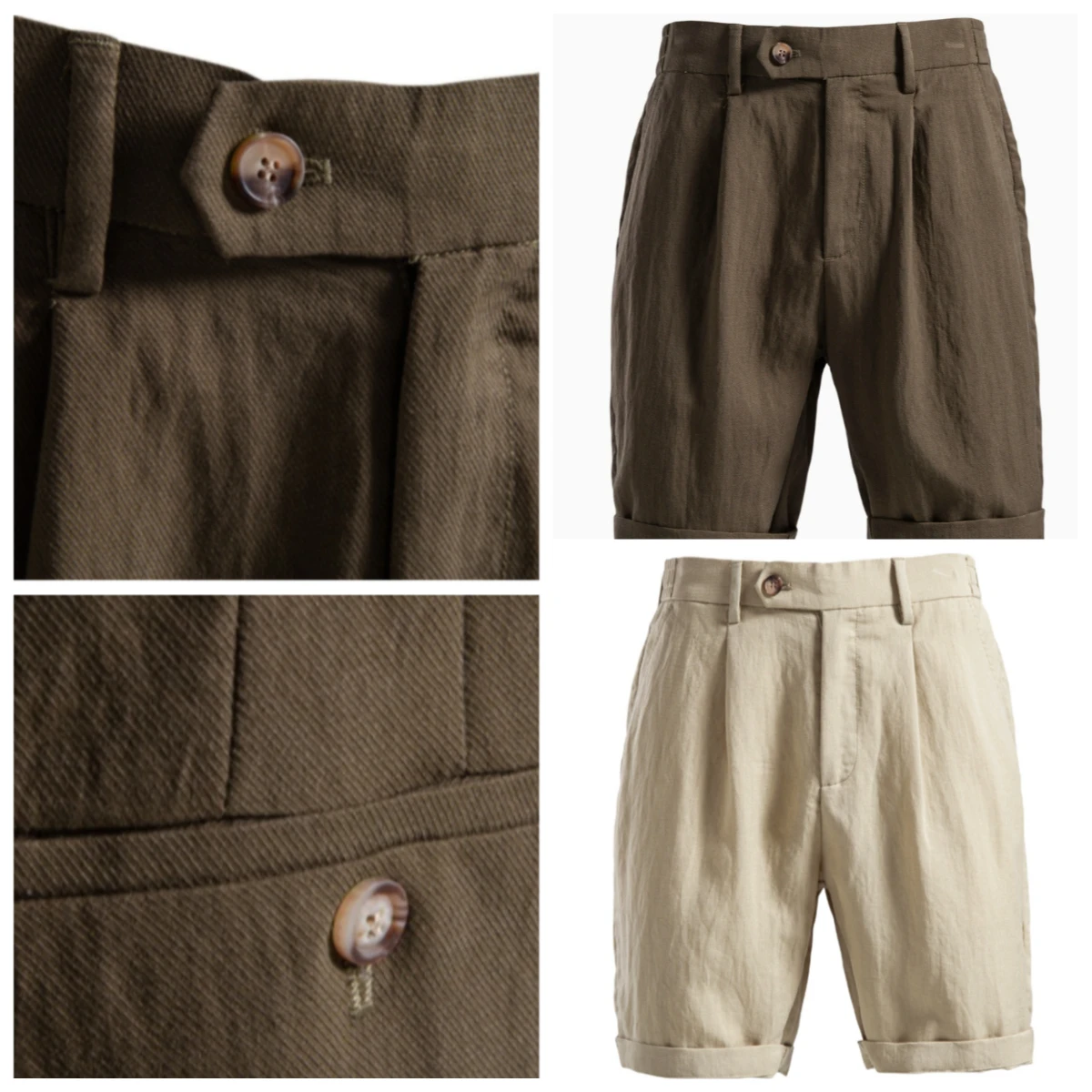 Comfortable Men's Shorts Solid Color Elastic Waist Multi Pocket Cotton Linen Blend Breathable Quick Dry Summer Shorts