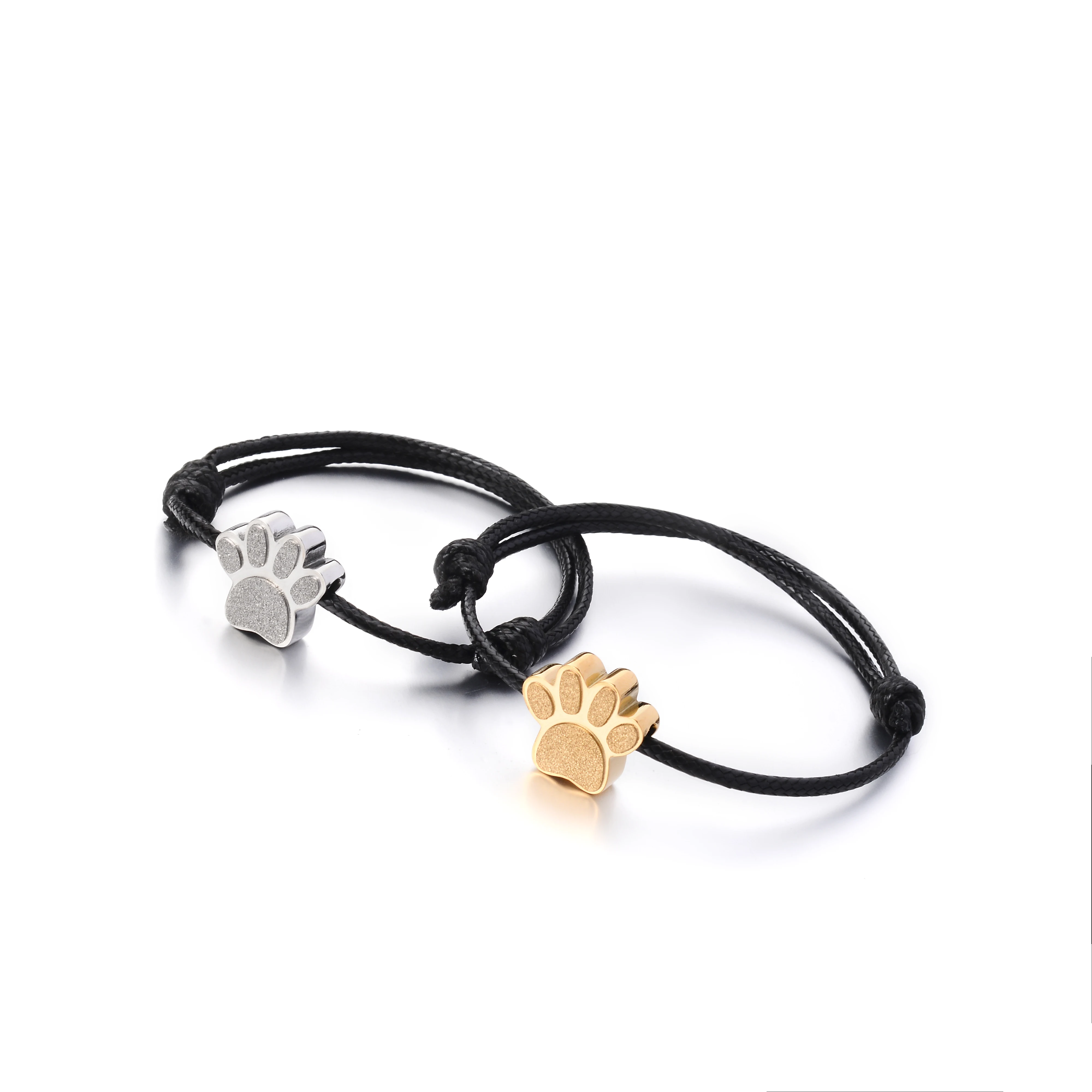 Paw Print Urn Bracelet Adjustable Length Stainless Steel Pendant for Cremation Memorial Pet/Family Ashes Jewelry Gift ﻿