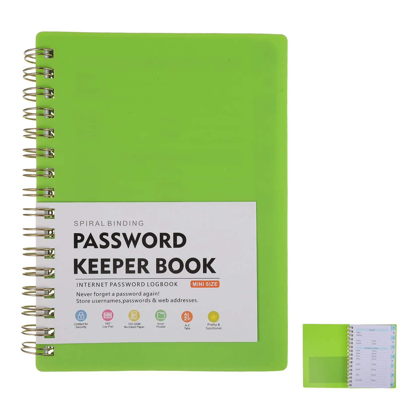 

A6 Spiral Password Notebook Small Mini Password Keeper Book for Seniors with Alphabet Tabs Address and Website Login Organizer