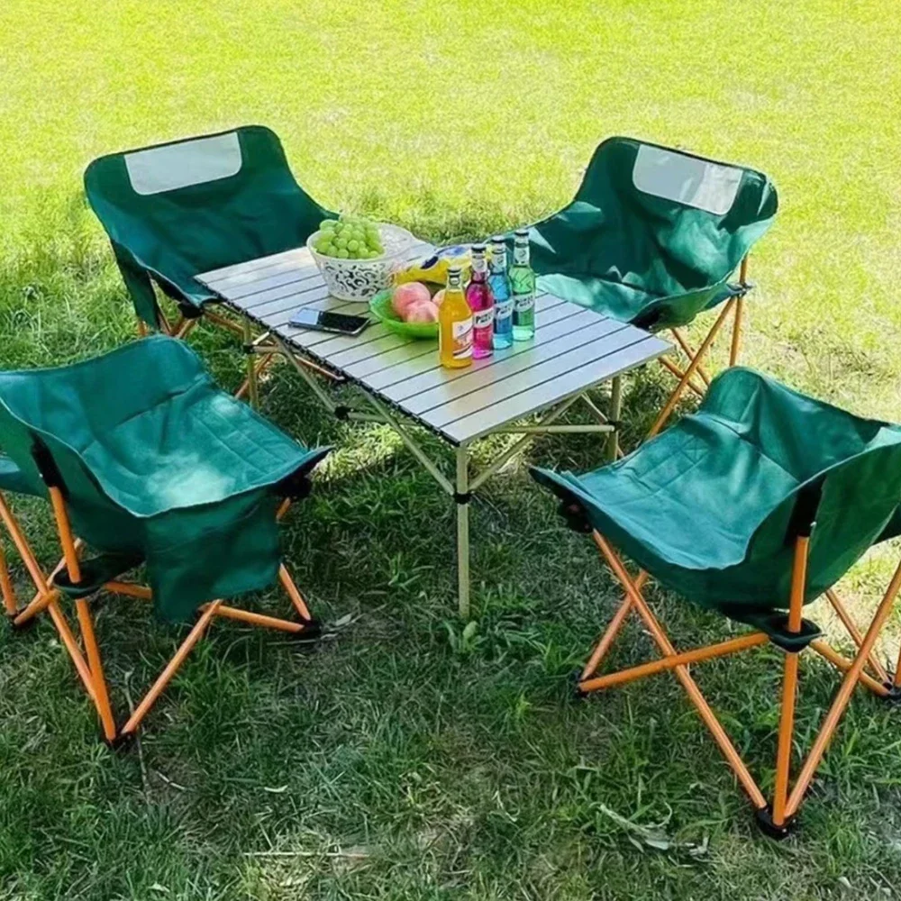 

Outdoor Folding Table Chair Leisure Moon Chair Camping Picnic Outing Portable Table Folding Mesa Plegable Outdoor Furniture