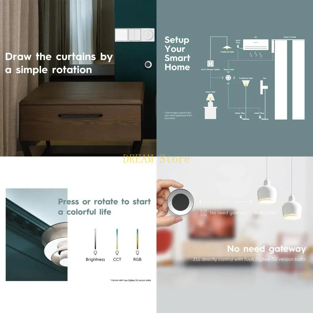 

Tuya ZigBee for Smart Knob Wireless Scene Switch Button Controller for Smart Control Home for Alexa Google-Gate best sale