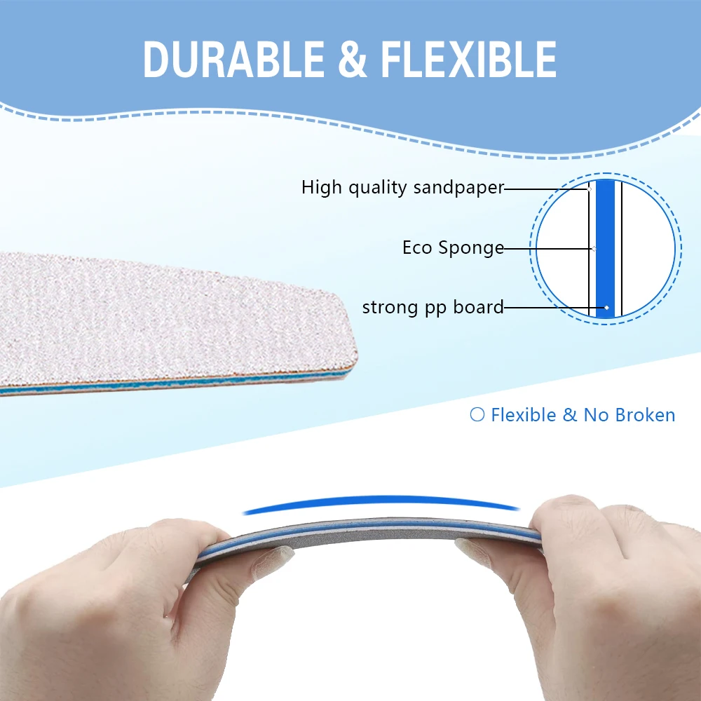 Profesjonalny pilnik do paznokci, gradacja 100/100, papier ścierny, pielęgnacja manicure, pilnik do szlifowania, polerowania paznokci, narzędzie do obróbki paznokci.