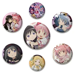 58mm Cute Anime Puella Magi Madoka Magica Figure Icon Badge Handmade Tinplate Brooch for Backpack Clothes Chest Ornament Gifts