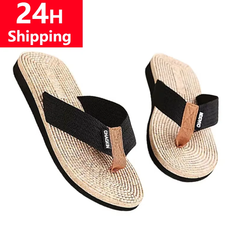 

New Men Slippers Outside Beach Flat Flip-flop 2025 Summer Casual Slippers Indoor Home Male Anti-slip Shoes Sandals Black