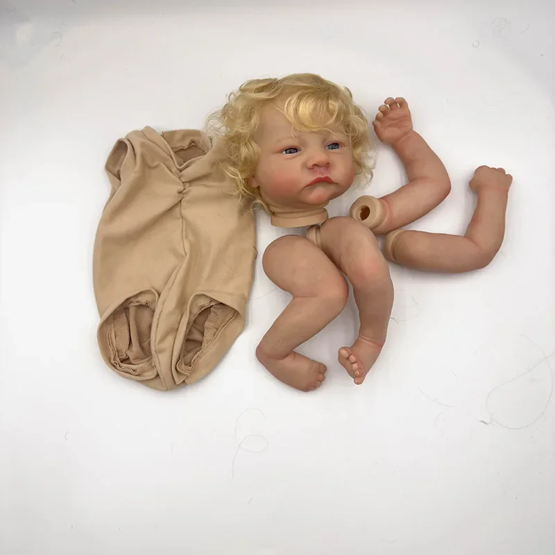 Kit de boneca reborn de 19 polegadas inacabado já pintado peças DIY com corpo e olhos de pano