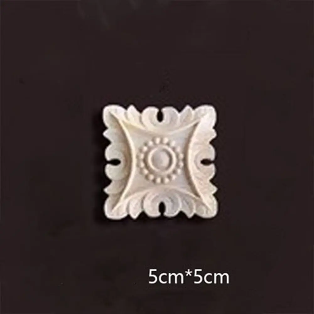 Flower Wood Carving Natural Wood Appliques for Furniture Cabinet Unpainted Wooden Mouldings Decal Decorative Figurines