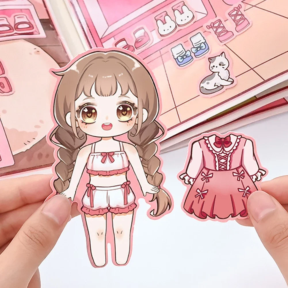 الإبداعية Diy الرسوم المتحركة كتاب هادئ فتاة اللباس الأطفال التعليمية اليدوية ورقة كتاب دمية مجموعة كاملة الغذاء الحياة اليومية #6