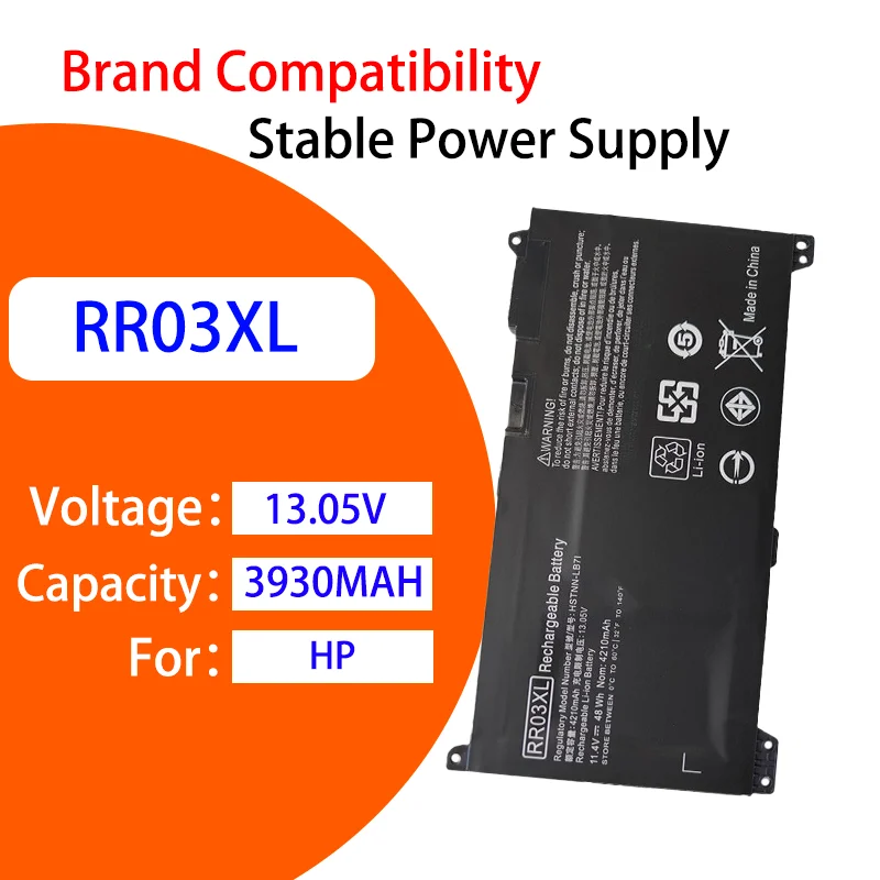 13.05V 3930mAh Laptop Battery RR03  Compatible For HP 430 440 450 G4 G5 Built-in Safety Protection Steady Output Extended Cycle