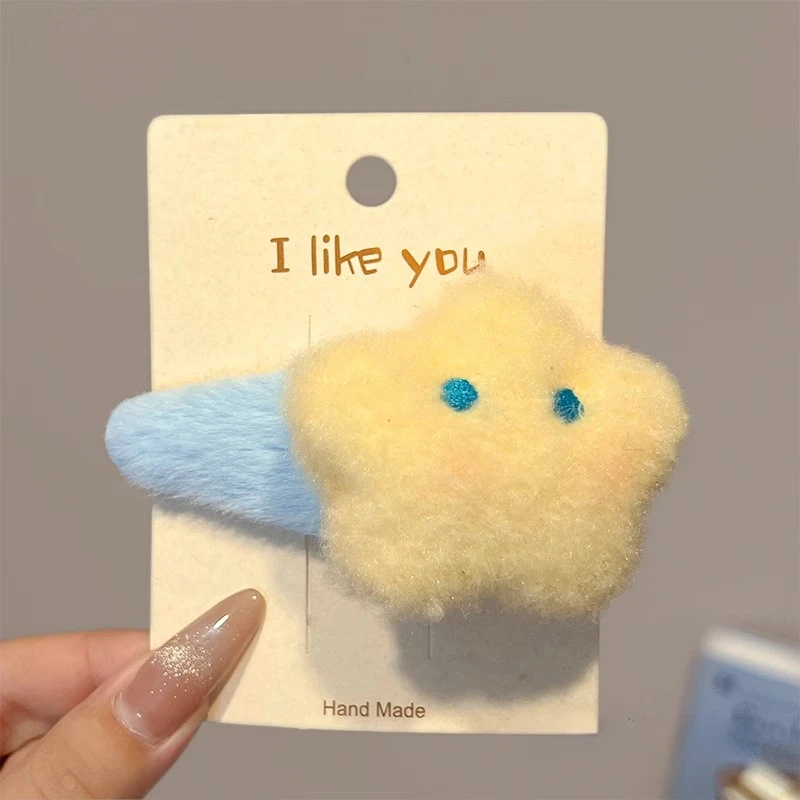 

Cute Autumn and Winter Plush Moon Star Hair Clip Womens Side Bangs Headband